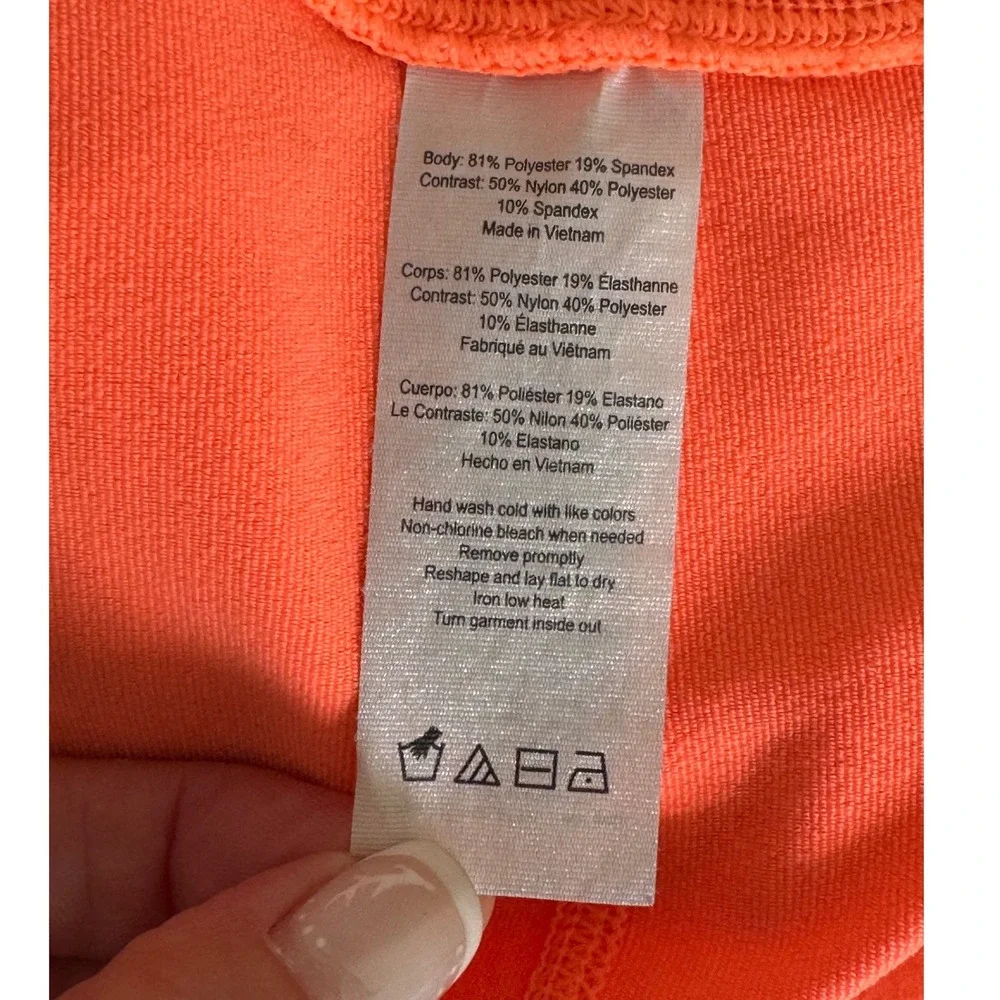 Alo Yoga Womens Goddess Ribbed Leggings Neon Orange Charcoal Grey Size XS